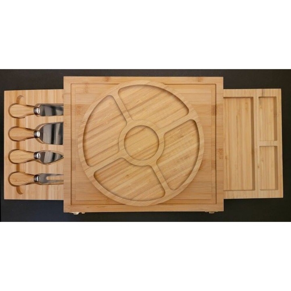 Charcuterie Board and Knife Set- Multifunction Bamboo Serving Trays For Hosting